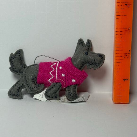 Wondershop Felt Scottie Dog Ornament Gray Puppy Pink Sweater Target Christmas - Picture 4 of 6